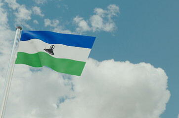 Lesotho Flag with Sky Background 3d illustration image
