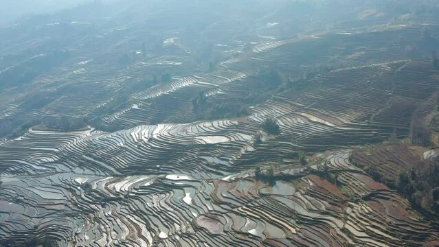Aerial photography of the Hani Yuanyang Rice Terraces in Yunnan Province
