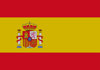Fototapeta premium spain flag, vector illustration on yellow and red background. Vector illustration