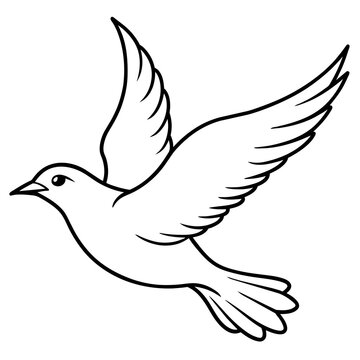 recommend clip art: illustration of a flying dove line art vector