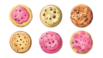 Obraz premium Watercolor Cookie Set, Isolated on White Background, Ideal for Culinary, Food, and Dessert Design Projects 