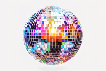 Render 3d illustration of color disco ball isolated on white background. generative ai