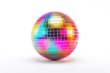 Obraz premium Render 3d illustration of color disco ball isolated on white background. generative ai