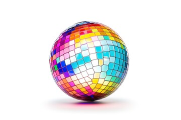 Obraz premium Render 3d illustration of color disco ball isolated on white background. generative ai