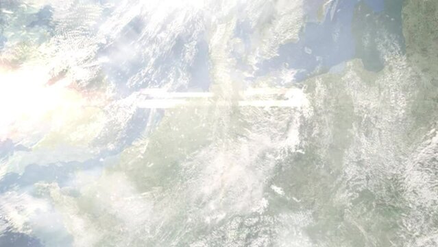 Zoom in from space and focus on Stadthagen, Germany. 3D Animation. Background for travel intro. Elements of this image furnished by NASA