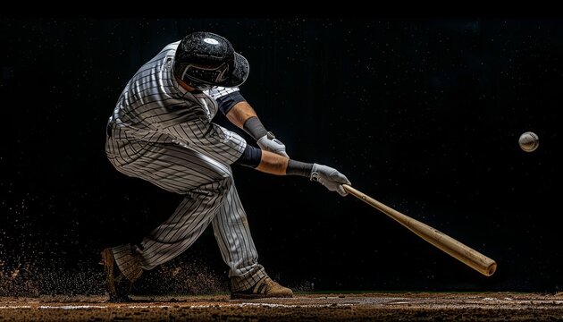 A high-resolution action shot of a baseball player mid-swing with the bat.