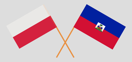 Crossed flags of Poland and Haiti. Official colors. Correct proportion
