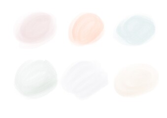 Watercolor spots in pastel shades of beige, green, pink, blue, gray, orange. The illustration is ideal for design and printing of children's products. Image JPG 300 dpi