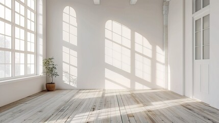 Empty room with smooth white wall 