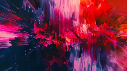 Fototapeta premium Vibrant and colorful abstract art with a dynamic blend of reds, pinks, and blues creating an energetic and modern visual effect.