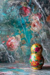 Modern Abstract Vinyl Wooden Matryoshka Dolls With Copy Space