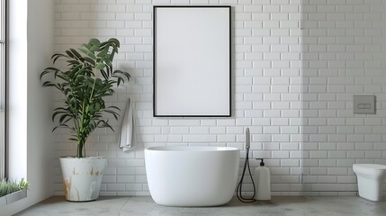Fototapeta premium Serene and Elegant Bathroom Oasis with Natural Accents