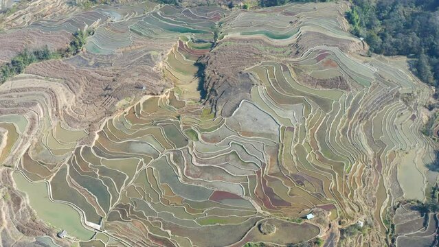 Aerial photography of the Hani Yuanyang Rice Terraces in Yunnan Province