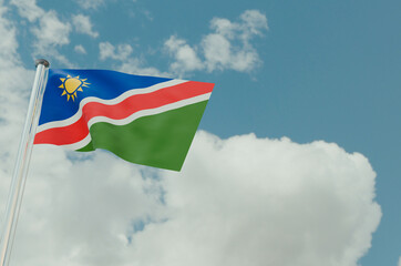 Namibia Flag with Sky Background 3d illustration image
