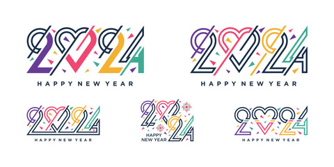 2024 happy new year logo design vector illustration with unique concept