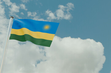 Rwanda Flag with Sky Background 3d illustration image