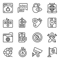 Pack of Cyber Hacker linear Icon

