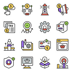 Pack Of Business and Start up Flat Icon

