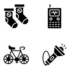 Set of Sports and Gym Solid Icons 

