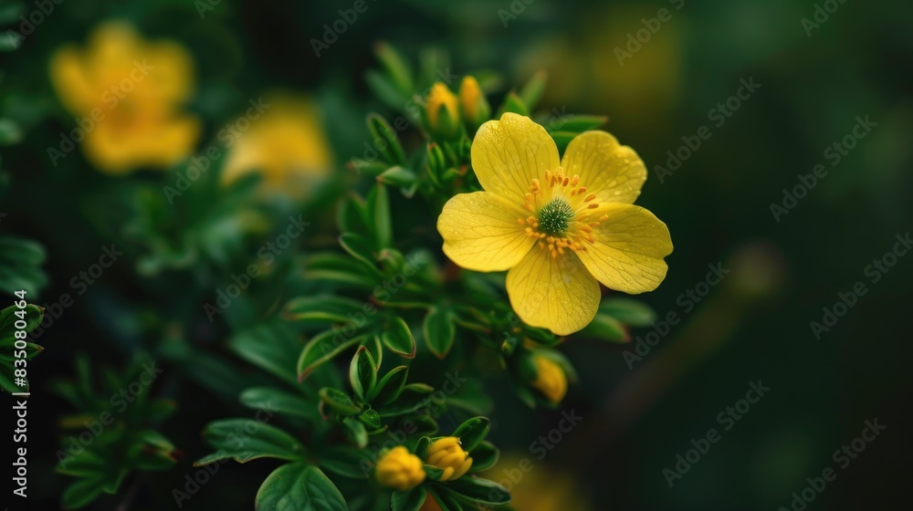 Wall mural elegant potentilla erecta blossom