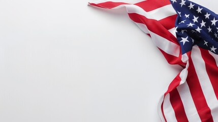Independence Day theme with American flag on white background with copy space