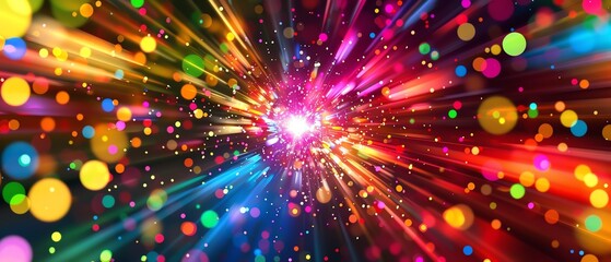 Fototapeta premium Spectrum celebration ambiance set on an isolated black background, emphasizing the kaleidoscope of colors and joyous atmosphere