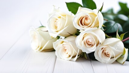 white roses, light background, space for text