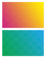 Set of gradient multicolor background with hexagonal pattern. Magenta and yellow background.  Green and blue background. Creative trendy color design templates. Vector illustration