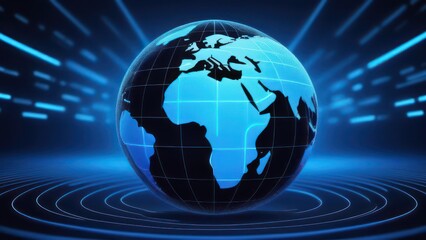 Digital marketing media (website ad, email, social network, SEO, video, mobile app) in virtual globe shape diagram.Waves blue light and businessman using on smartphone as concept