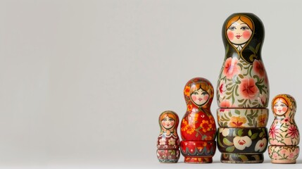 Fototapeta premium Modern Abstract Vinyl Wooden Russian Matryoshka Doll Design Decor