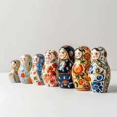 Fototapeta premium Modern Abstract Vinyl Wooden Russian Matryoshka Doll Design Decor