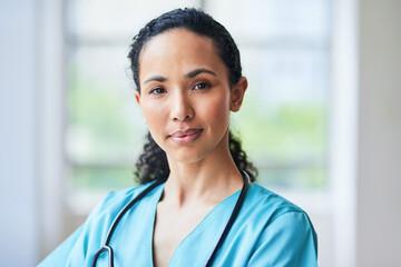 Confident Female Doctor in Hospital Setting Provides Exemplary Care and Medical Expertise