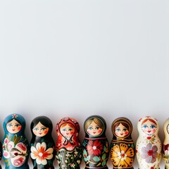 Fototapeta premium Modern Abstract Vinyl Wooden Russian Matryoshka Doll Design Decor