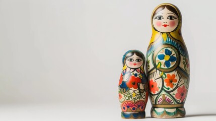 Fototapeta premium Modern Abstract Vinyl Wooden Russian Matryoshka Doll Design Decor