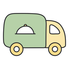Conceptual flat design icon of food truck 

