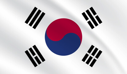 South korea National Flag Photo south korea flag waving 3d