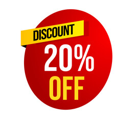 Label badge, Red Sale, label Sale 20% off, Sale Discount label