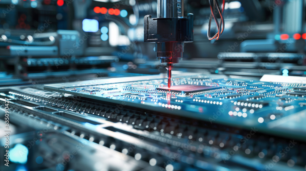 Poster an advanced circuit board production line in action