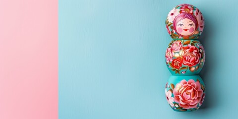 Modern Abstract Vinyl Wooden Russian Matryoshka Doll Design Decor