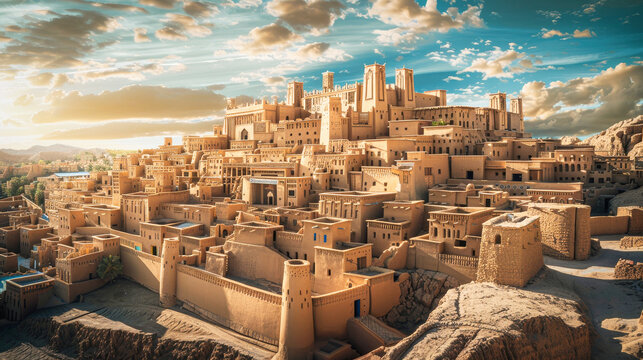 An ancient Arabic city with mud houses