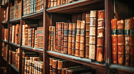 Books in shelves in a library