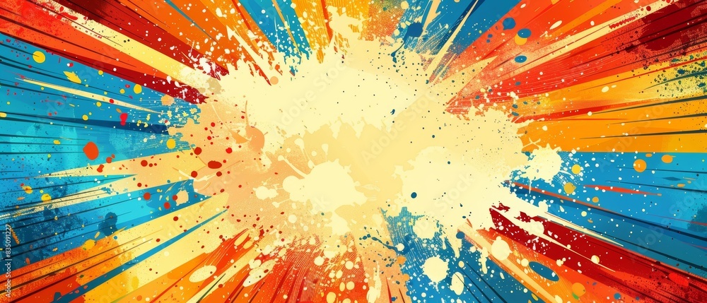 Aufkleber vibrant abstract background with colorful paint splashes and brush strokes, creating a dynamic and e