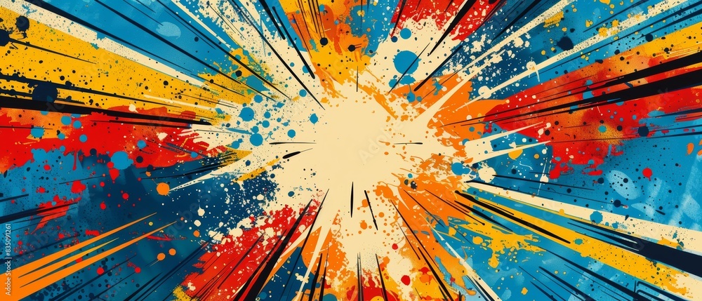 Poster vibrant abstract background with explosive multicolor splashes, dynamic and energetic textures, perf