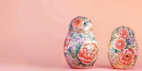 Fototapeta premium Modern Abstract Vinyl Wooden Russian Matryoshka Doll Design Decor