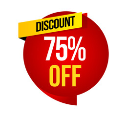 Label badge, Red Mega sale, label mega sale 75% off, Sale Discount label