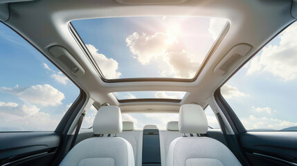 Naklejka premium Panoramic Sunroof Design Enhancing Car Interior Ambiance