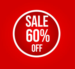 Sale label, Red sale label, Sale 60% off