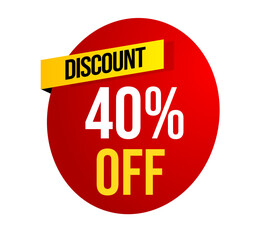 Best price label, Sale banner, Red sale banner, Sale label 40% off, Discount banner, Mega sale 40%