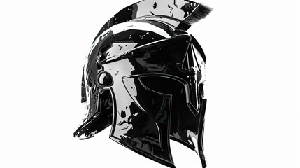 Naklejka premium Moorish warrior helmet illustration, modern graphic design, isolated, copy and text space, close-up, macro, white background, black and white. Template, banner, background, wallpaper, backdrop