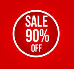 Sale label, Red sale label, Sale 90% off